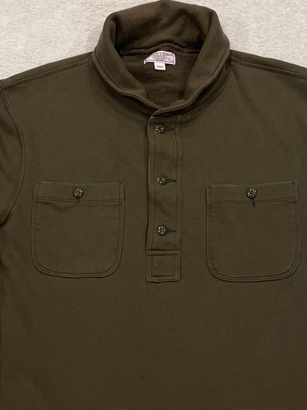 Wallace & Barnes Heritage Fleece Mock-Neck Pullover Sweatshirt Green Size XL